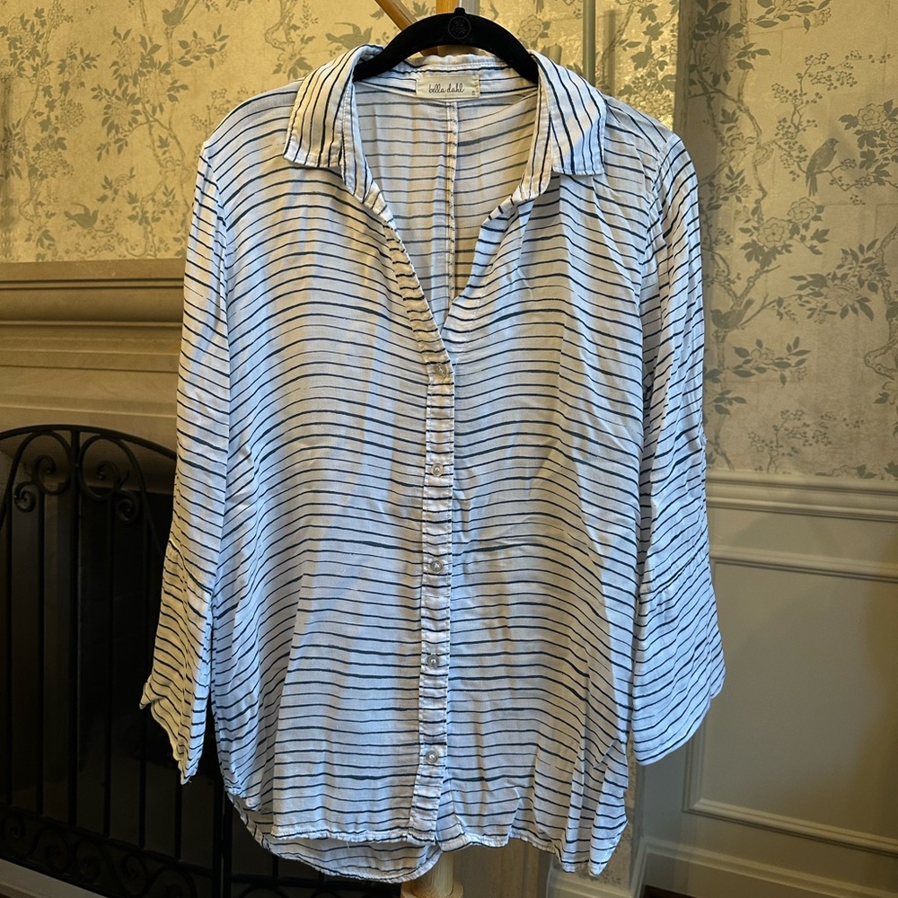 Bella Dahl Blue and White Striped Shirt